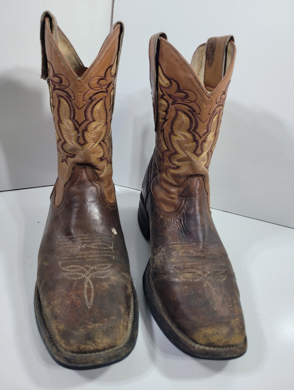 Vintage Cheltron Horse Brown Leather Western Work Boots Mens 9 Square Toe Mexico